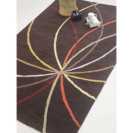 GLITZY RUGS 8 x 11 ft. Hand Tufted Wool Geometric Rectangle Area Rug, Brown UBSK00728T0004A16